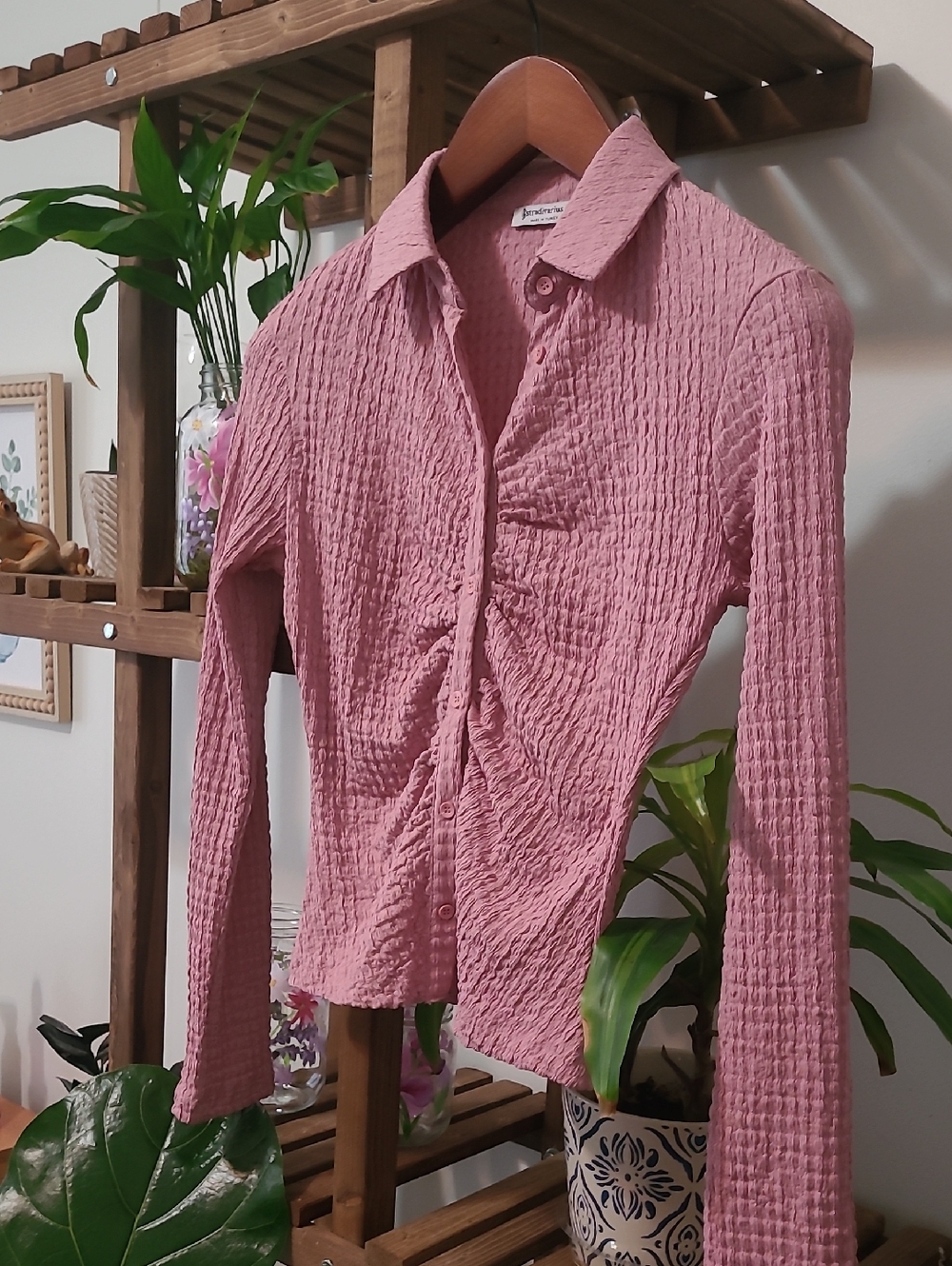 Pink Stretchy Gathered Blouse - Picture 2 of 4